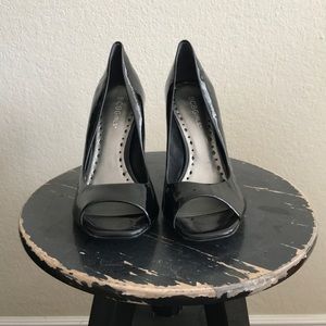 Patent leather heels.